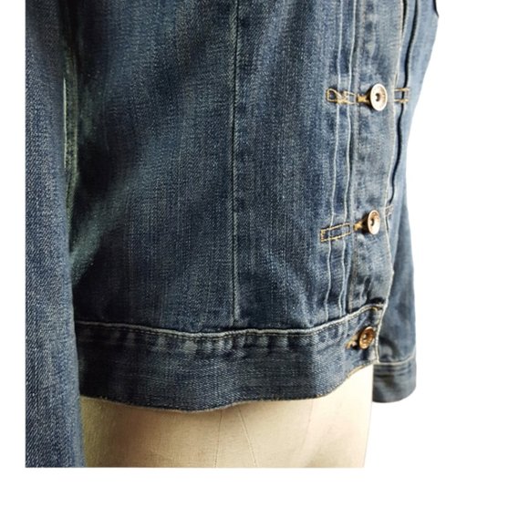 Jeans Jacket women sz S pleated front Gap 1969 Dark blue Denim 100% cotton - Picture 6 of 12